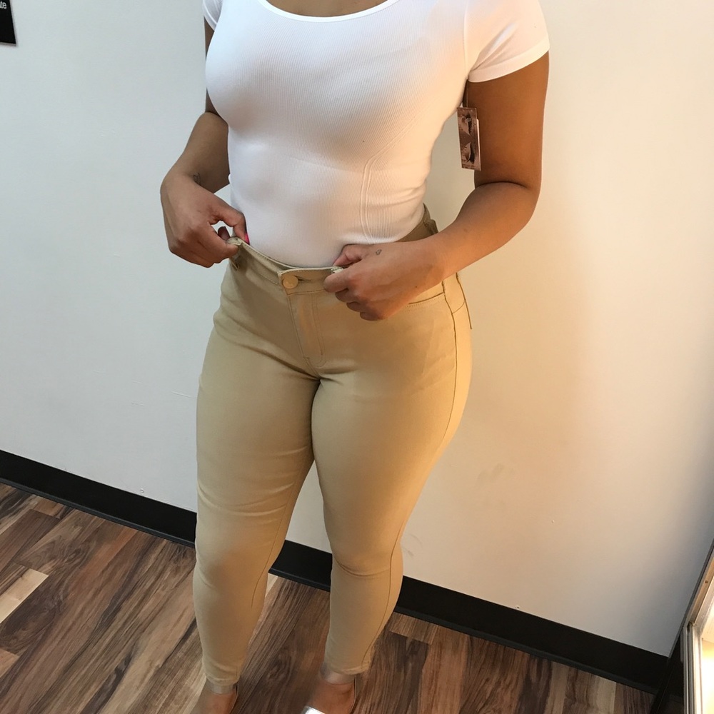 ‼️ Khaki Nude Hyper Stretch Skinny Leg Jeggings - Picture 7 of 8